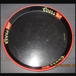 Vintage RARE Coors Beer Tin Serving Tray Red & Black Adolph Coors Co.1920 logo